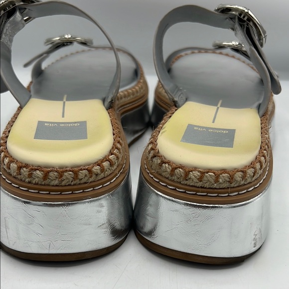 Dolce Vita Silver Metallic Sandals with Cushioned Footbed - Picture 7 of 9